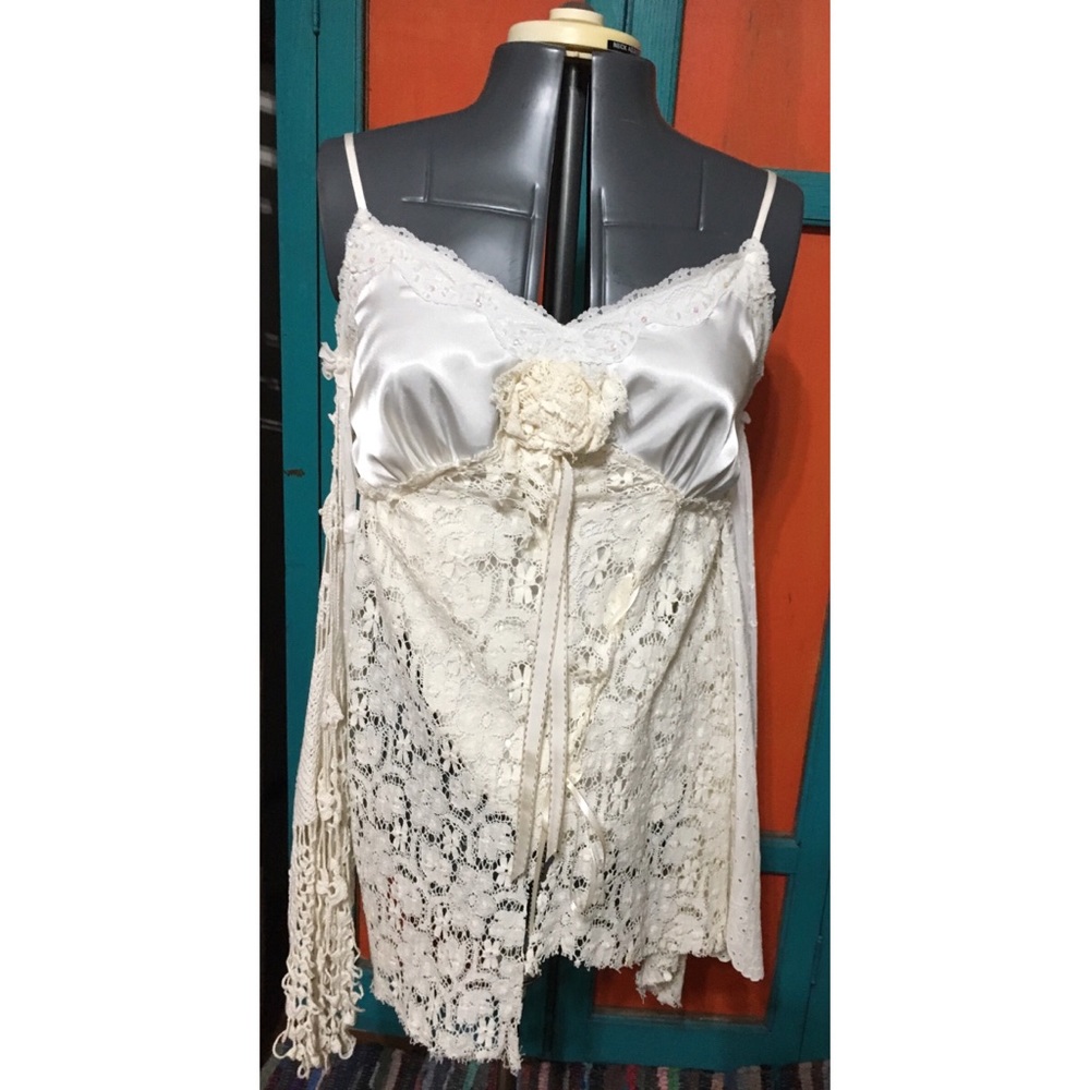 Vintage Slip Shirt Bohemian Lace Top Boho Hippie